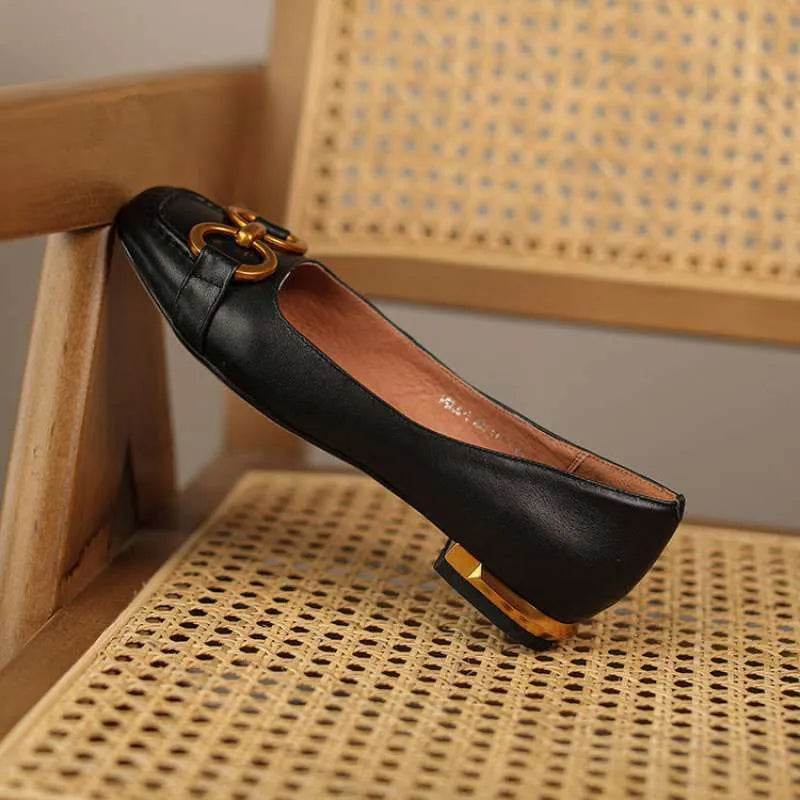 Women's low heel Mary Jane pumps with square toe and shallow mouth design in various colours