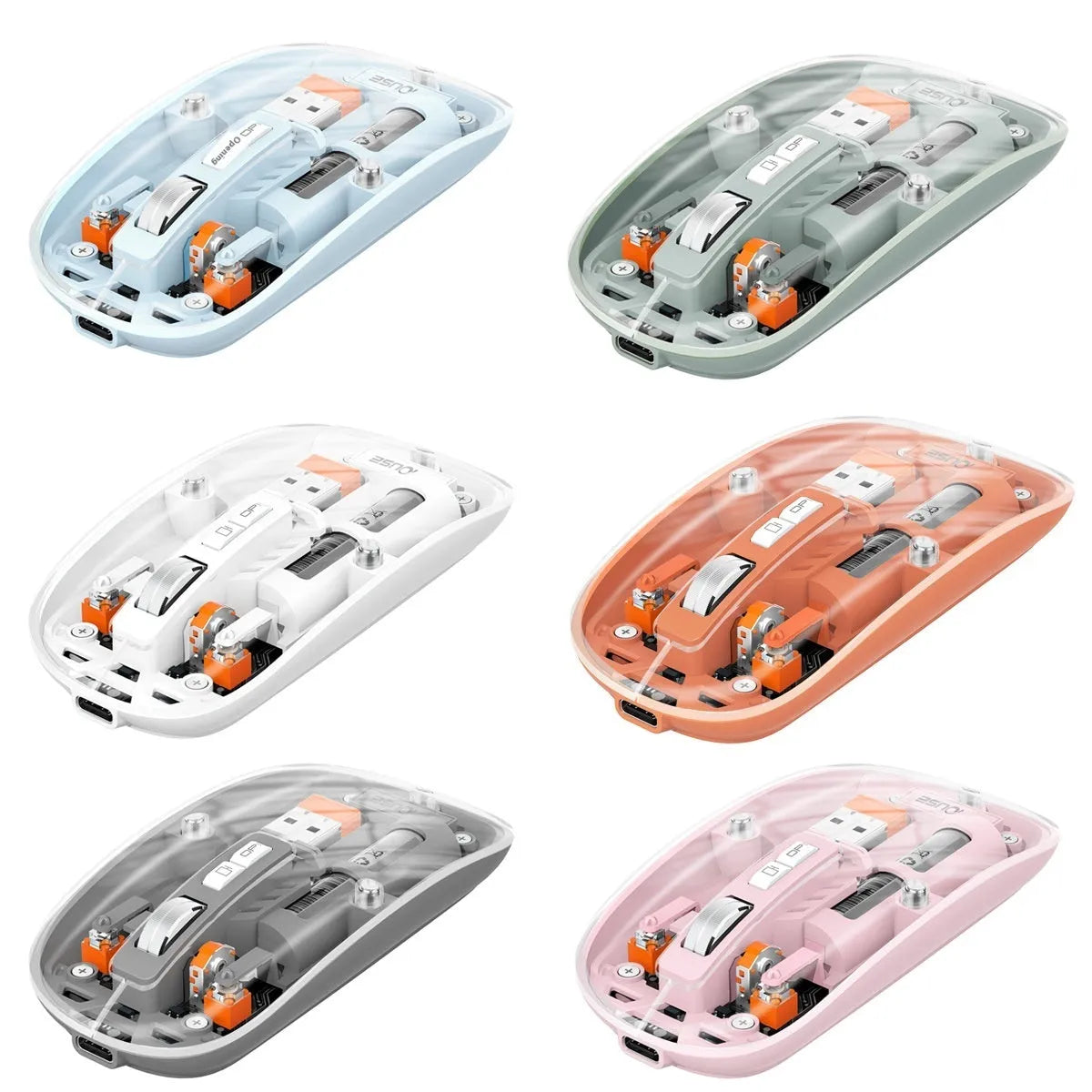 Transparent plastic wireless mouse for computers on a desk