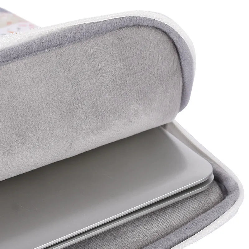 White waterproof 14-inch laptop bag made from PU leather with breathable anti-shock design
