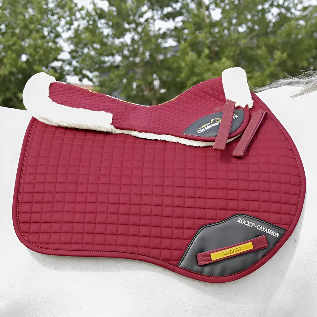 Wool riding saddle pad for shock absorption in equestrian and cycling