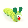 Green interactive plush cat toy pillow measuring 24cm long for feline play without batteries