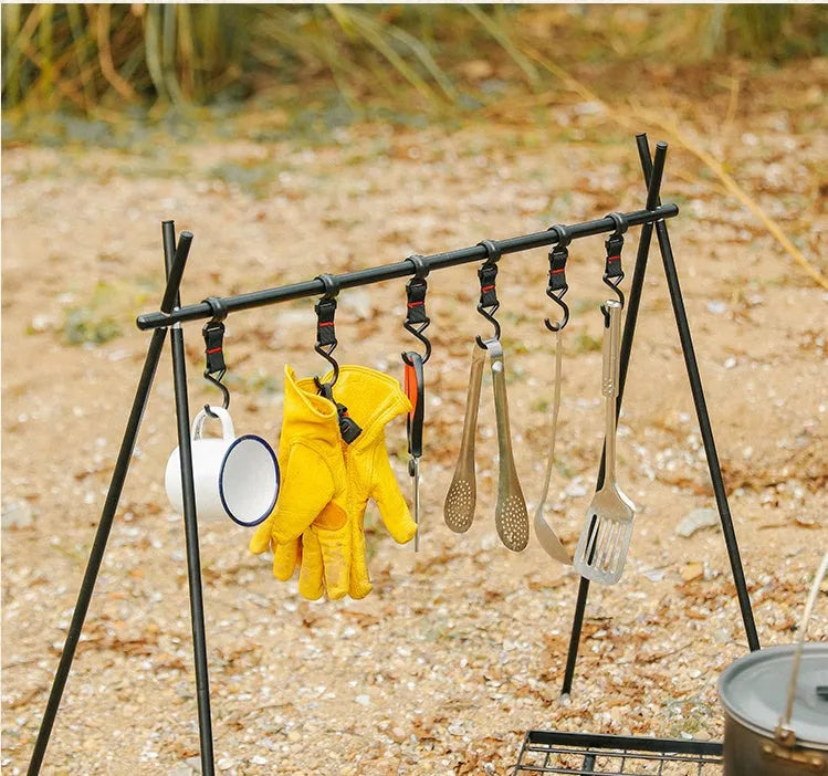 Aluminium alloy triangle folding clothes drying rack with side hanger and top tray for camping travel