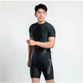 Men's polyester swimsuit set with pattern design in sizes M to 4XL