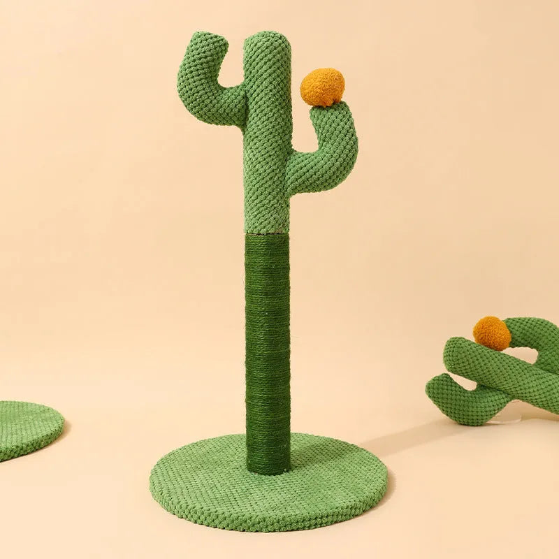 Cactus or coconut tree themed cotton-thread cat scratch board and climbing pole for cats