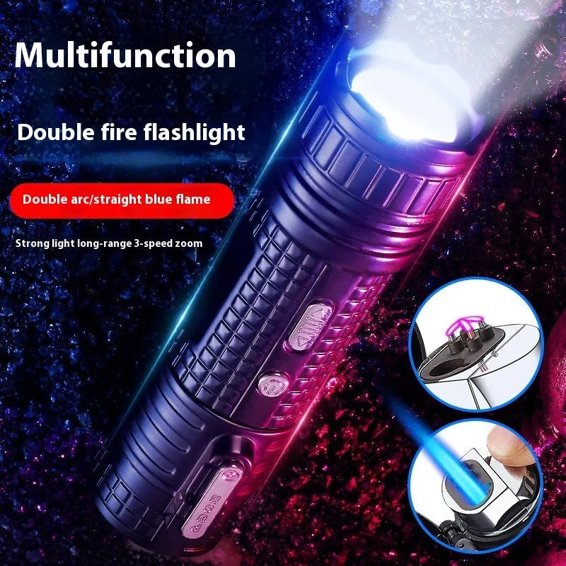 TH727 multi-function metal flashlight lighter in camouflage colour.