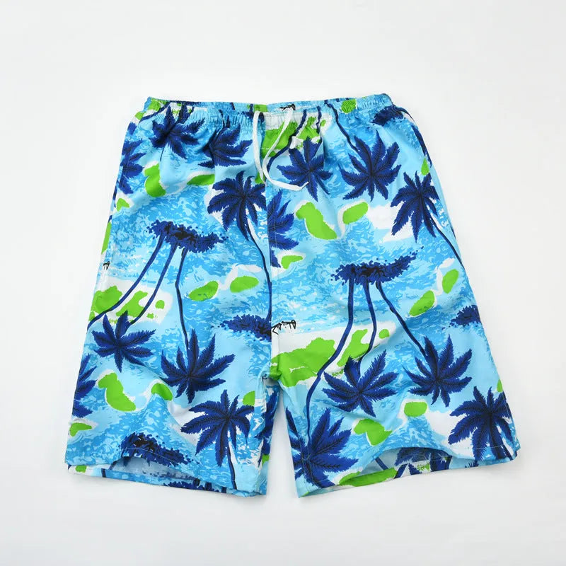 Men's floral pattern swimming trunks in polyester with elastic waistband