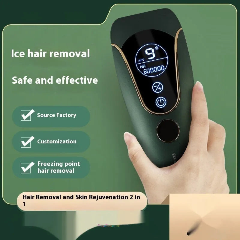 Freezing point hair removal device in sundial white, green, or pink colour for body, face, leg, and private part use