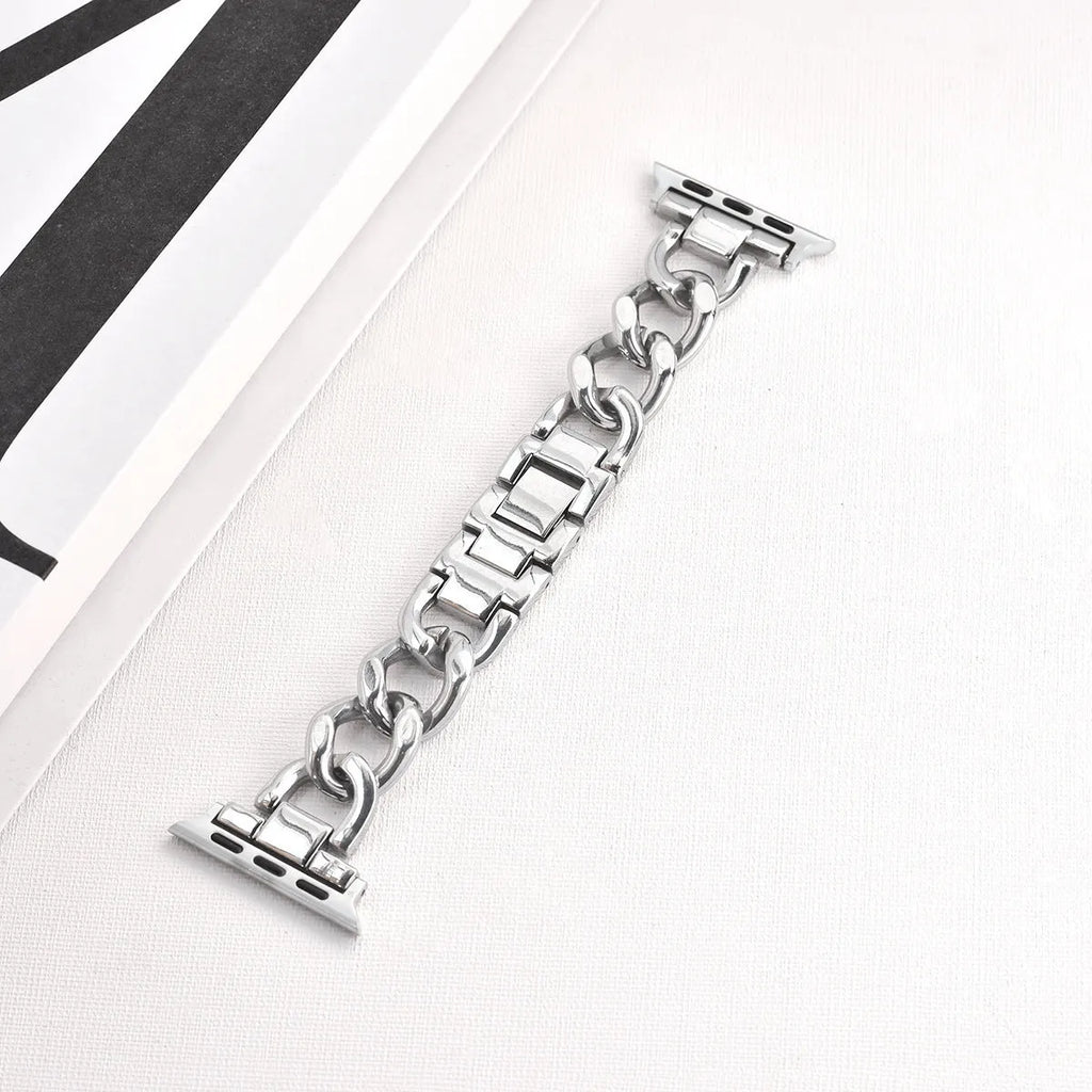 Silver denim chain metal watch strap for Apple Watch with 22mm lugs