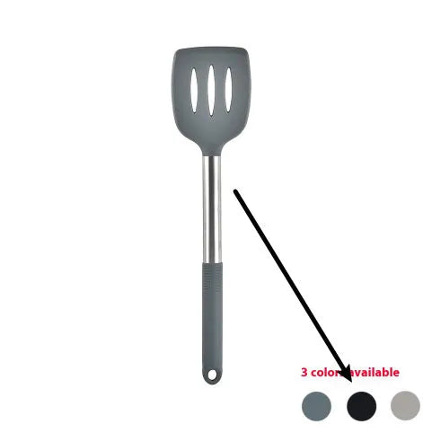 12-piece silicone kitchen utensil set with storage bucket in black, including ladle, spatula, claw tools and egg beater