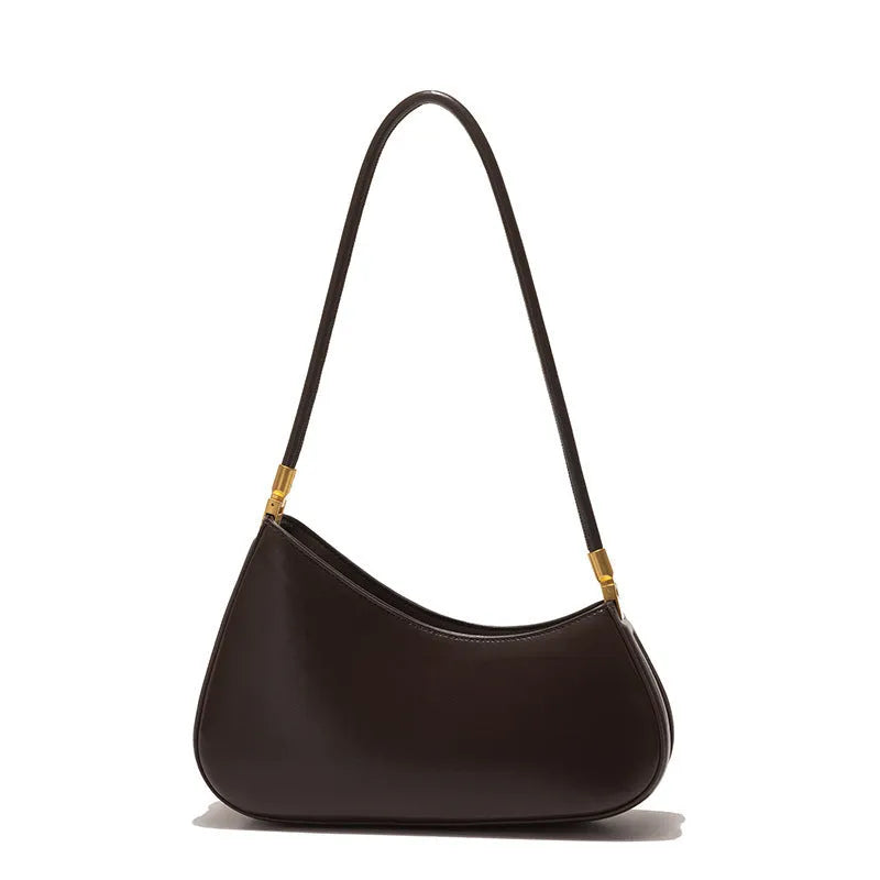 Women's oval PU leather underarm bag with single shoulder strap in seven colour options