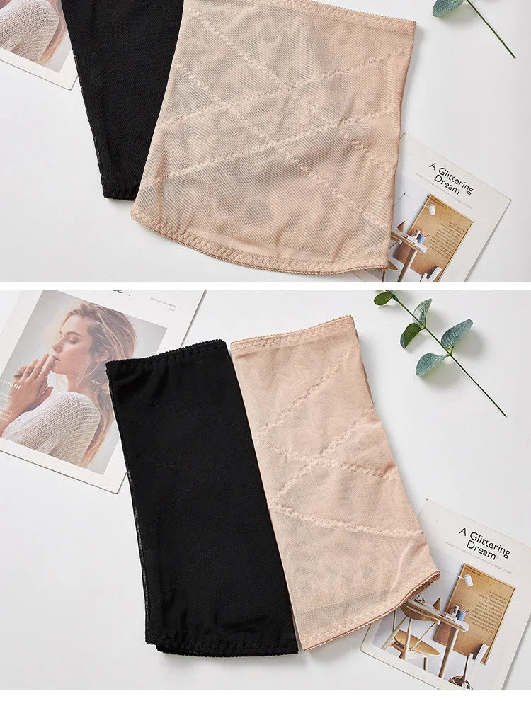 Black mesh belly band body sculpting strap for postpartum waist trimming and tummy slimming