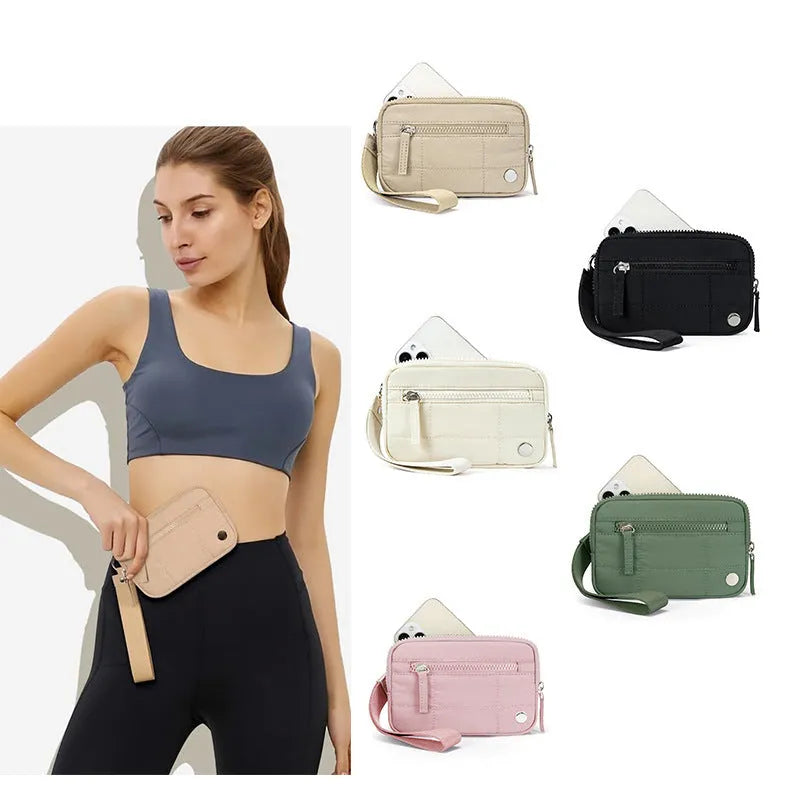 Women's waterproof quilted handbag with transparent deck panel in neutral colour