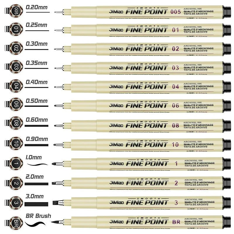 Needle pen with colourful cartoon design, 133mm long, for sketching and writing.