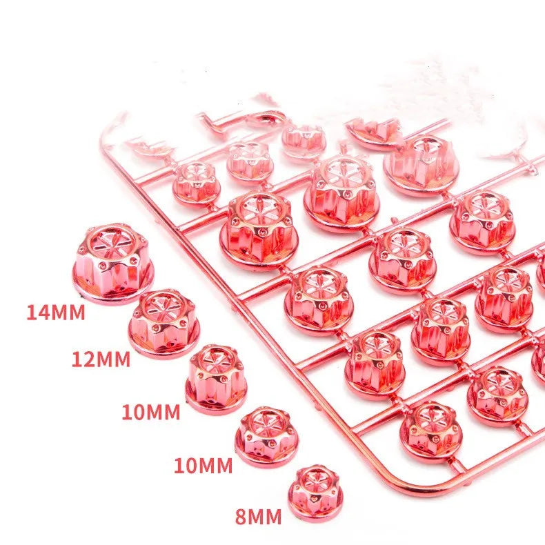 30 ABS plastic motorcycle screw caps in eight colours including black, red, gold, blue, silver, green, orange, purple