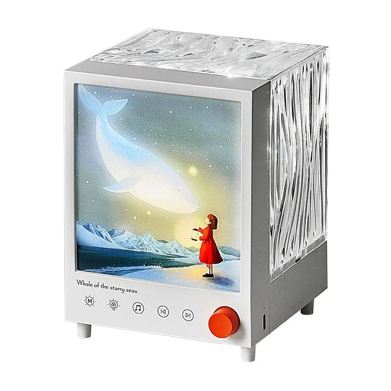 Aurora Treasure Box Star Sea Whale atmosphere projection lamp showing compact design and light effect.