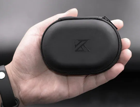Black leather oval-shaped earphone storage case for EDX PRO and similar models.