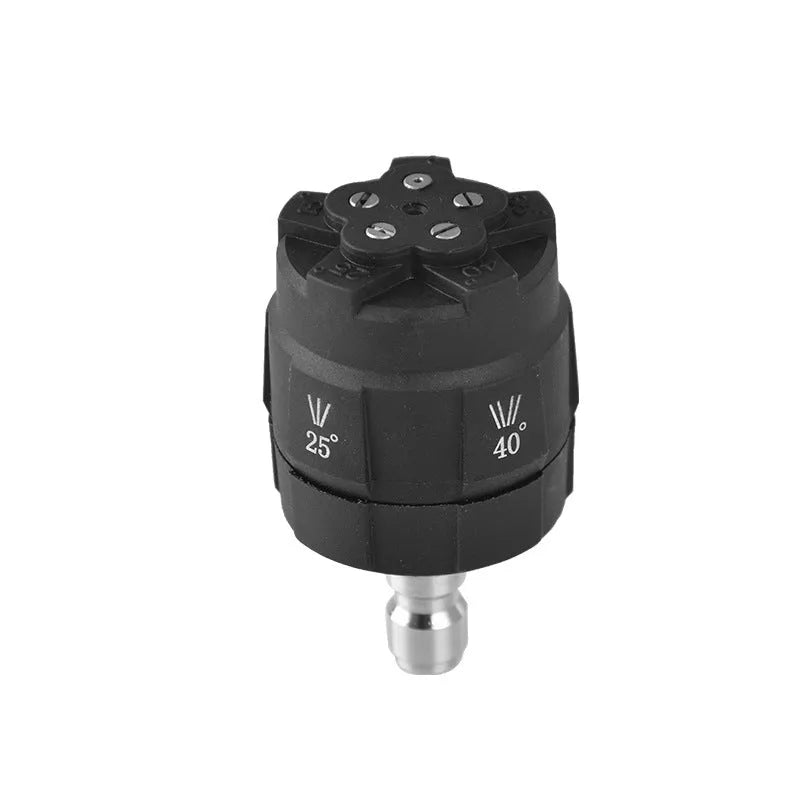 Five-in-one high pressure water gun nozzle with brass connector and rotating pattern selector