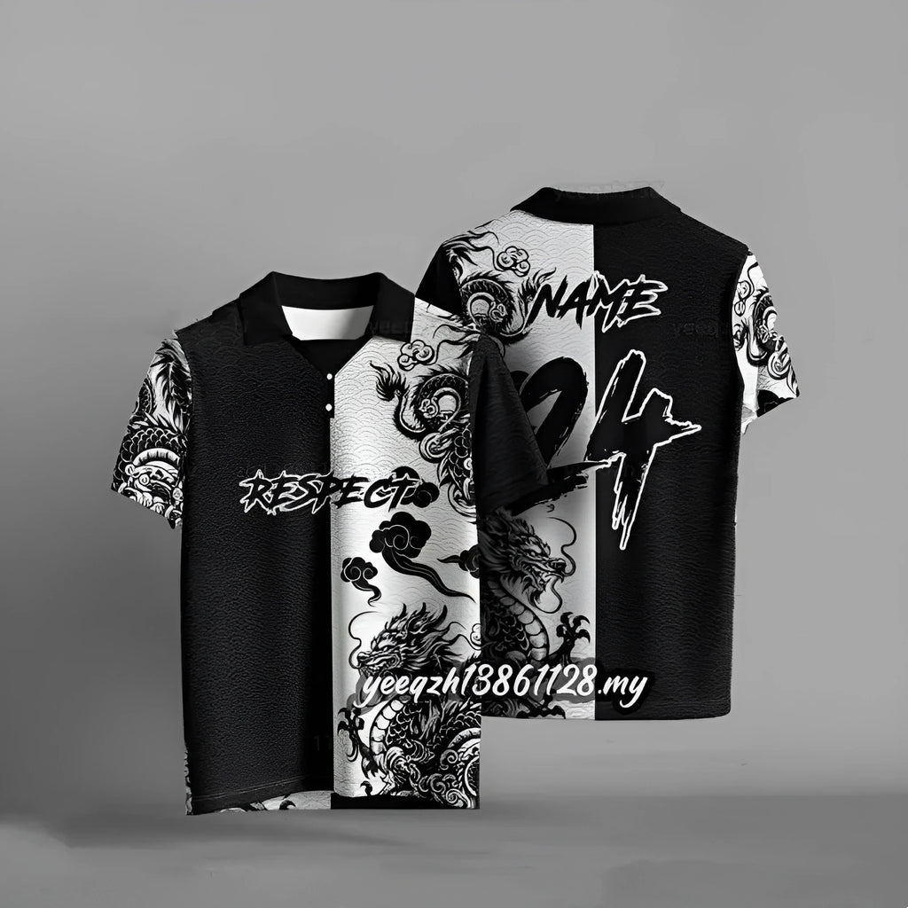 Black loose fit polyester t-shirt with short sleeves on a hanger
