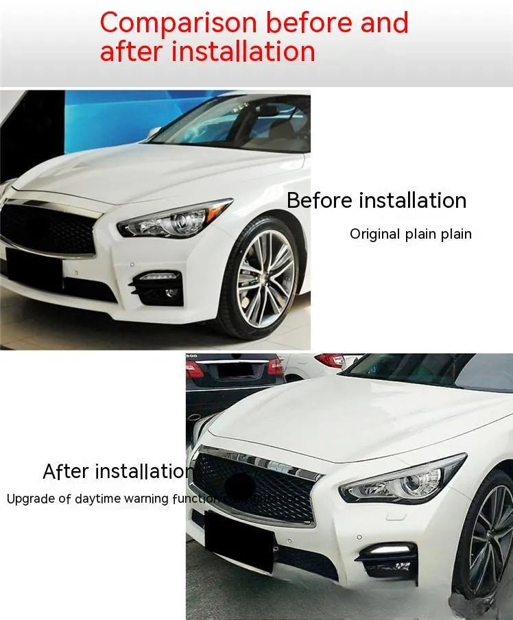 Infiniti Q50 Q70 front bumper LED daytime running and fog light assembly for 2014-2019 models