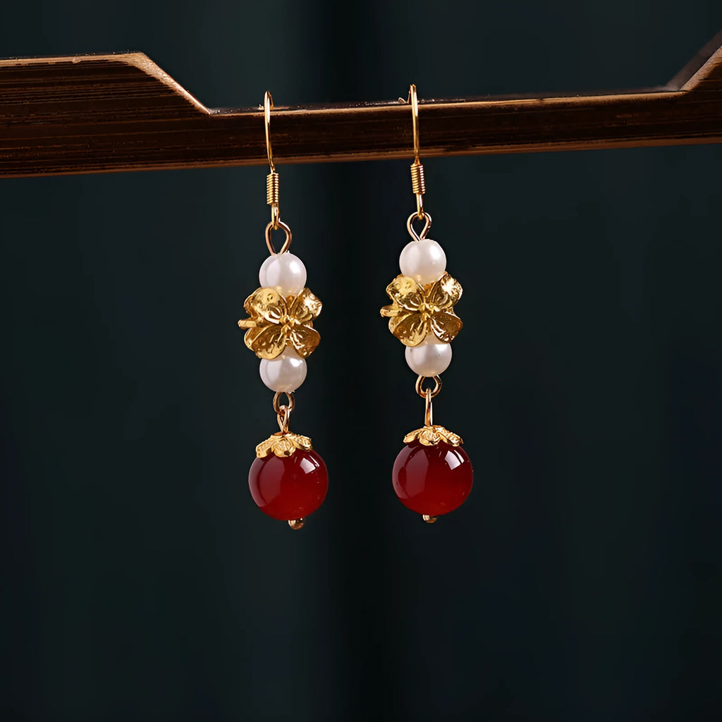 Geometric retro Han cheongsam antique earrings with electroplated alloy construction in colour 6#