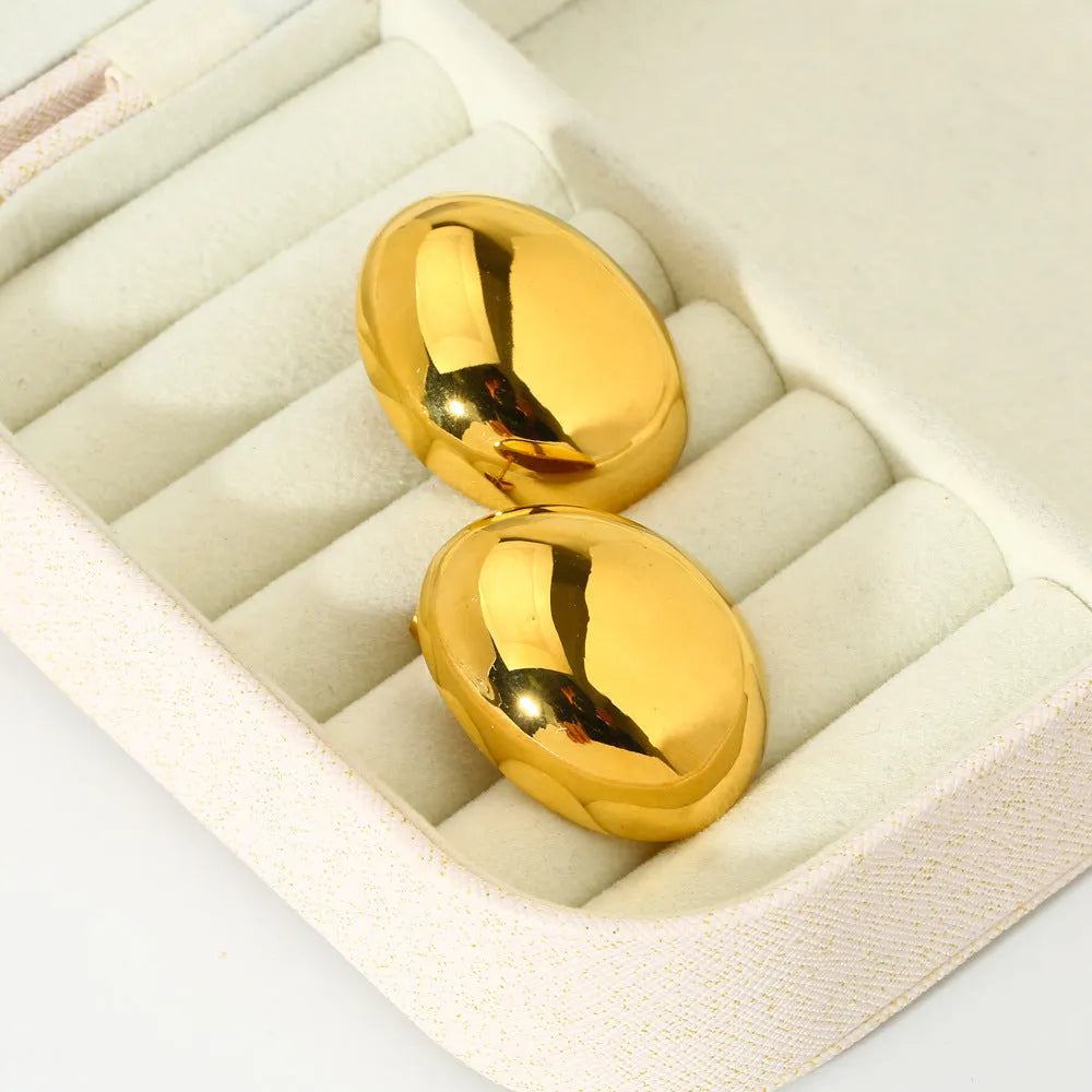 Geometric line ear studs with exaggerated glazed surface and 18K electroplated finish