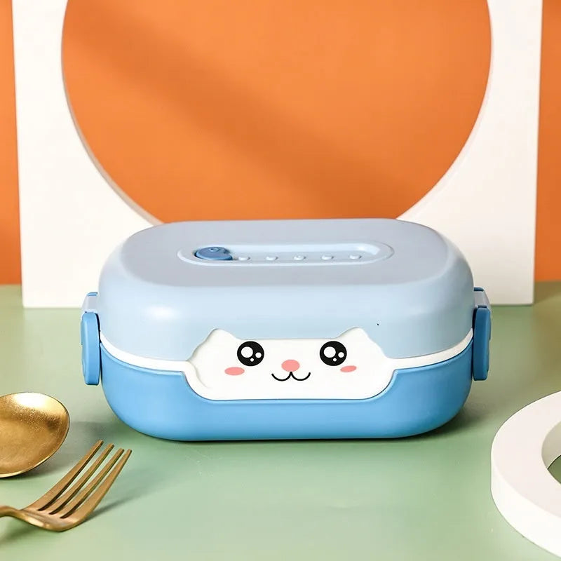 Square plastic divided lunch box with microwave-safe design in dark blue colour option