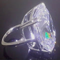 Women's simple inlaid white square diamond alloy ring with geometric design in white gold colour