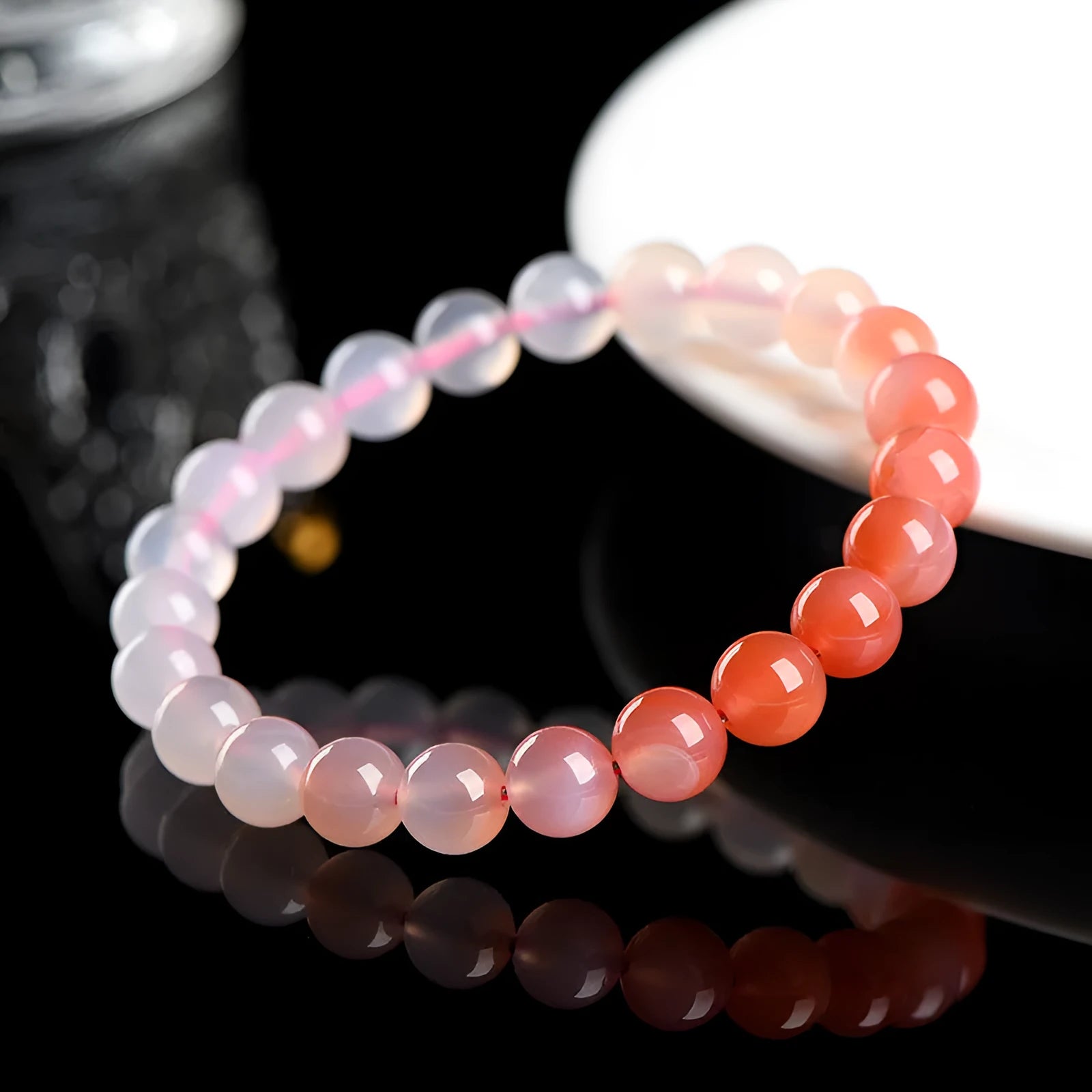 Yanyuan agate bracelet with gradient colour geometric beads in natural stone material
