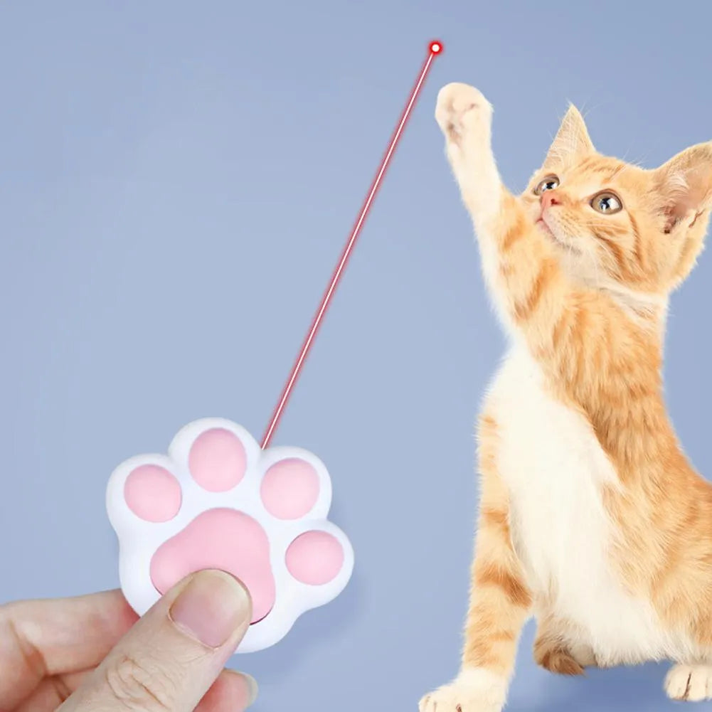Pink or black USB rechargeable infrared cat teaser keychain with compact plastic housing