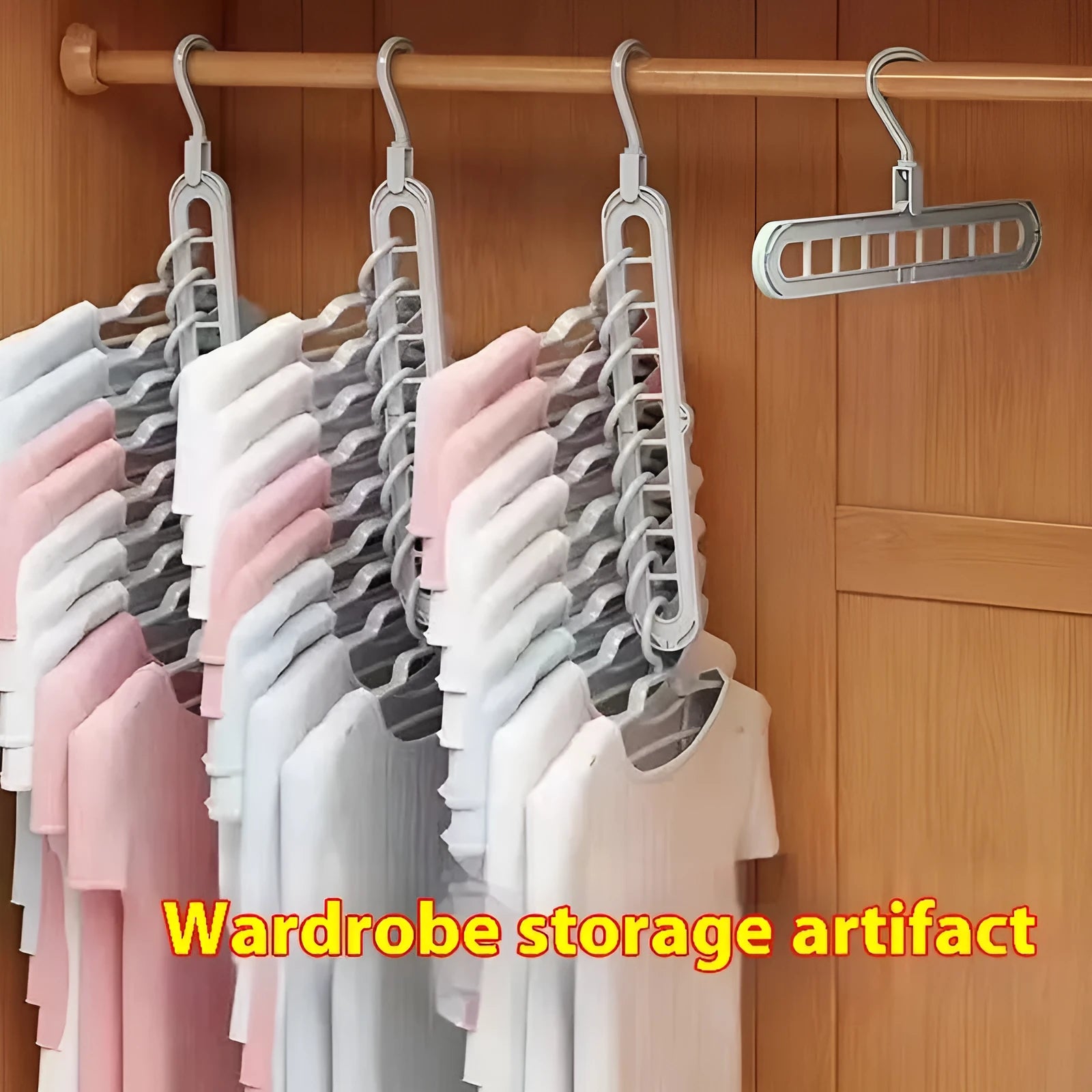 Plastic nine-hole folding hanger for trousers and accessories in multiple colour options