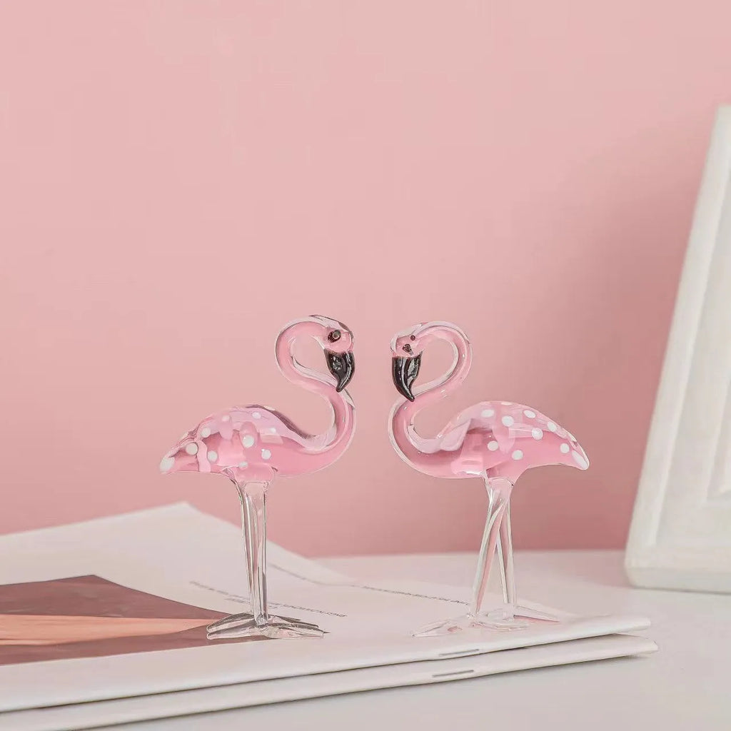 Pink crystal flamingo decorative ornament for home table display