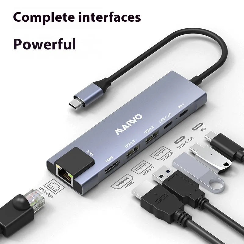 Steam Deck six-in-one aluminium docking station with Type-C cable, HDMI, Ethernet, and USB ports