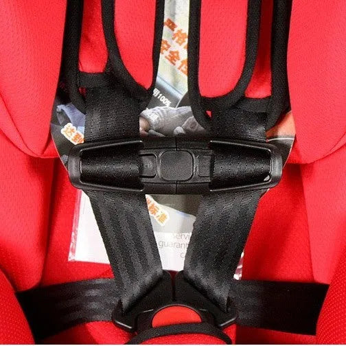 Black nylon child car seat belt buckle clip for 5-point harnesses