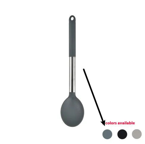 12-piece silicone kitchen utensil set with storage bucket in black, including ladle, spatula, claw tools and egg beater