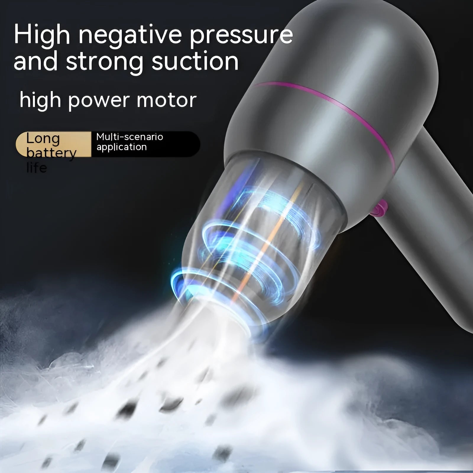 Grey XC-06 portable car cleaner with rechargeable battery and inflation function