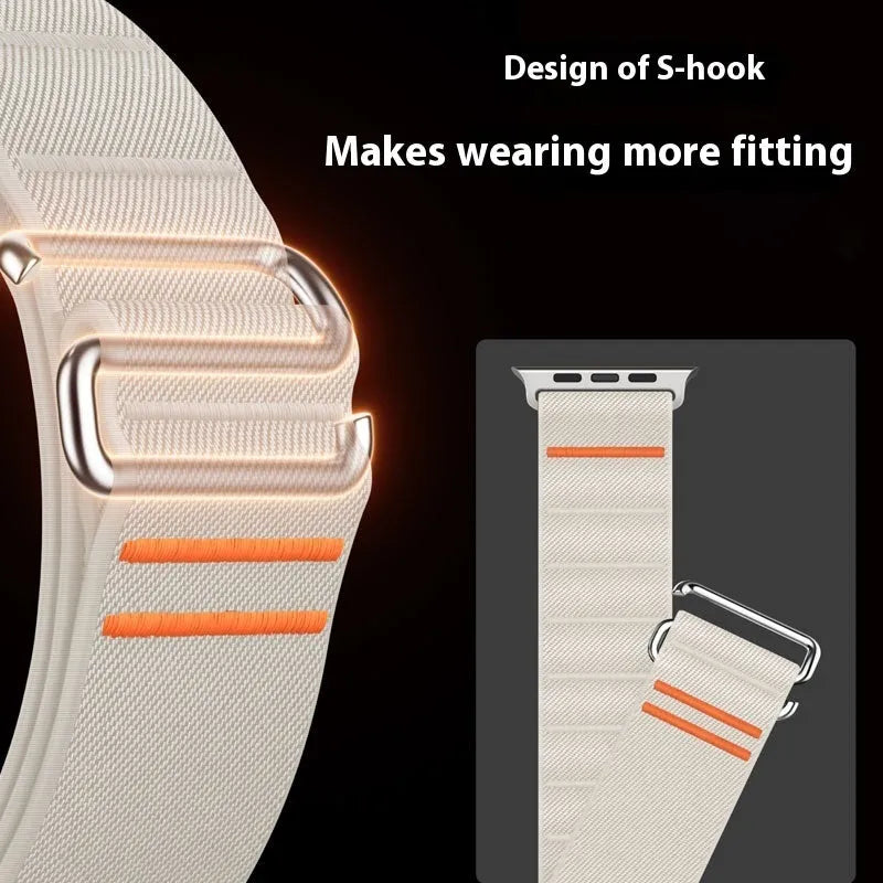 Elastic nylon Apple Watch band with stainless steel buckle in sports style