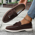 Casual canvas platform slip-on loafers in black, apricot, or brown colour