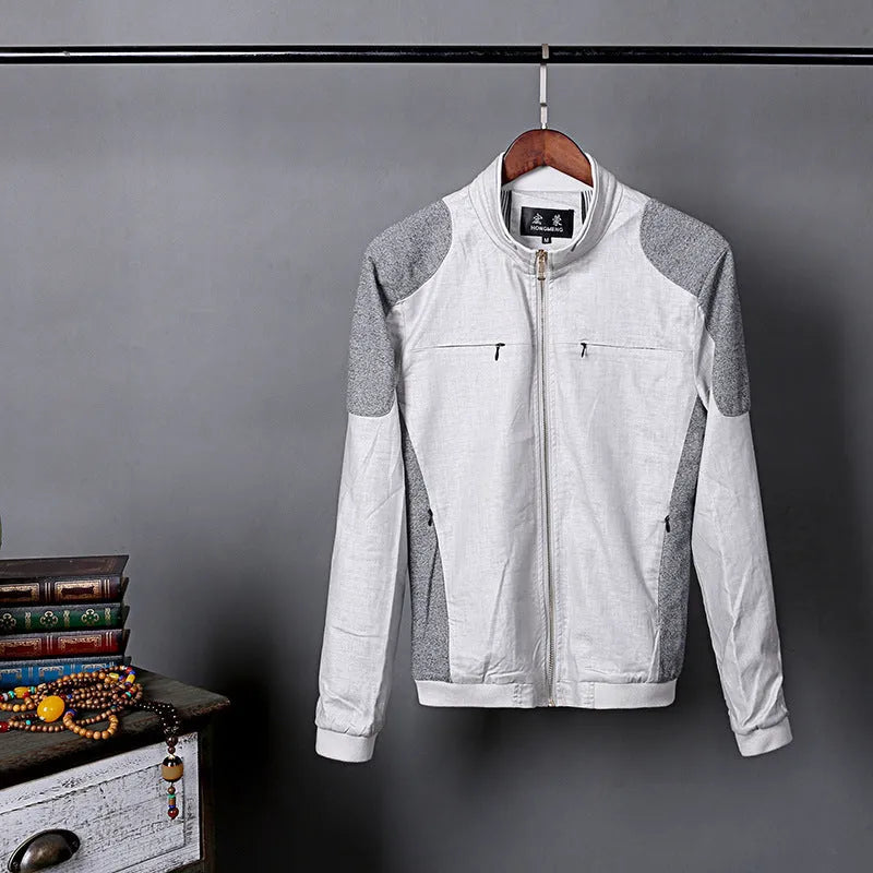 Men's lightweight cotton jacket in heather grey, shown in a regular fit for casual wear.