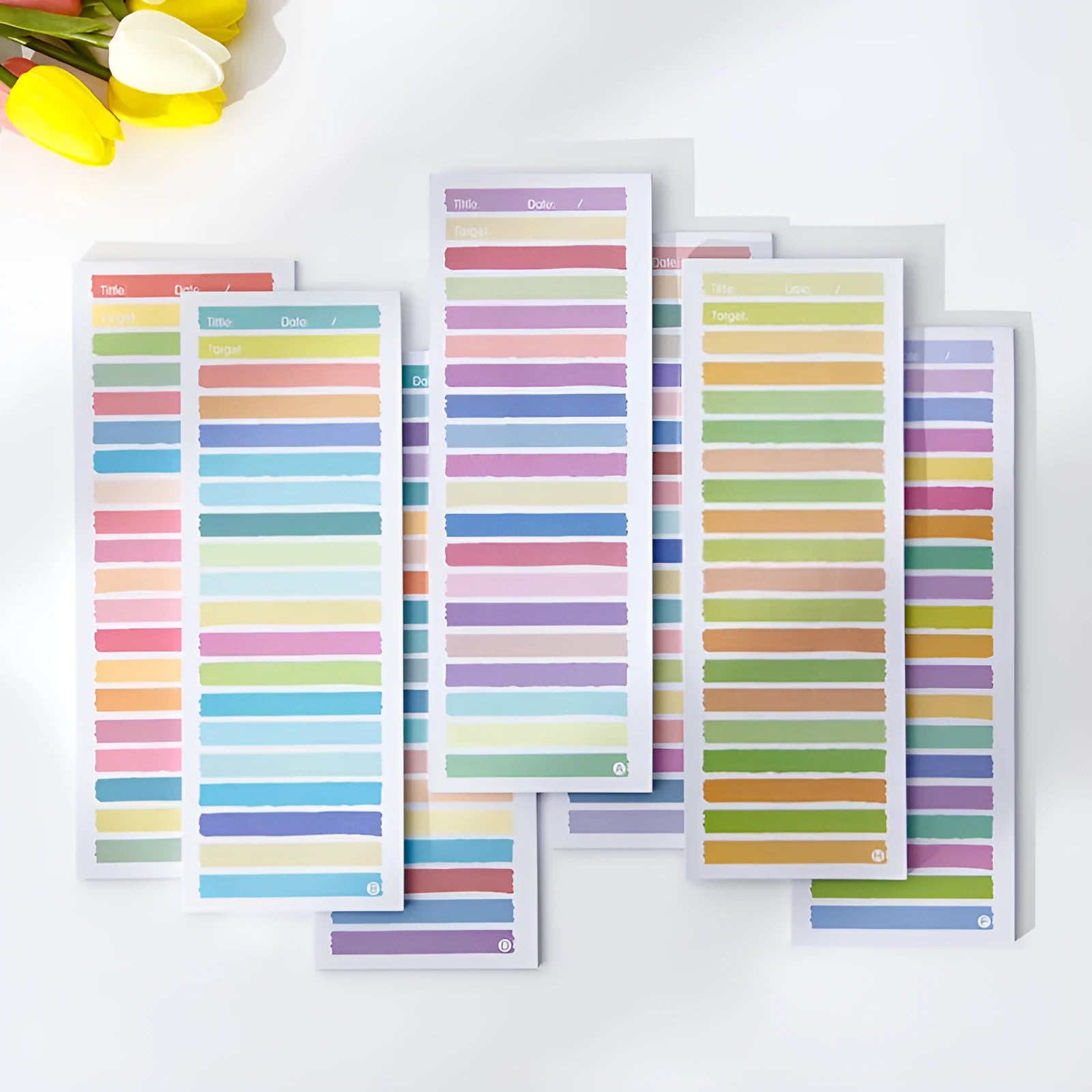 Cartoon character sticky note pad in plastic storage box showing super long 248mm format