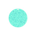 Round blue silicone pet licking mat with textured surface and a white suction cup on the base.
