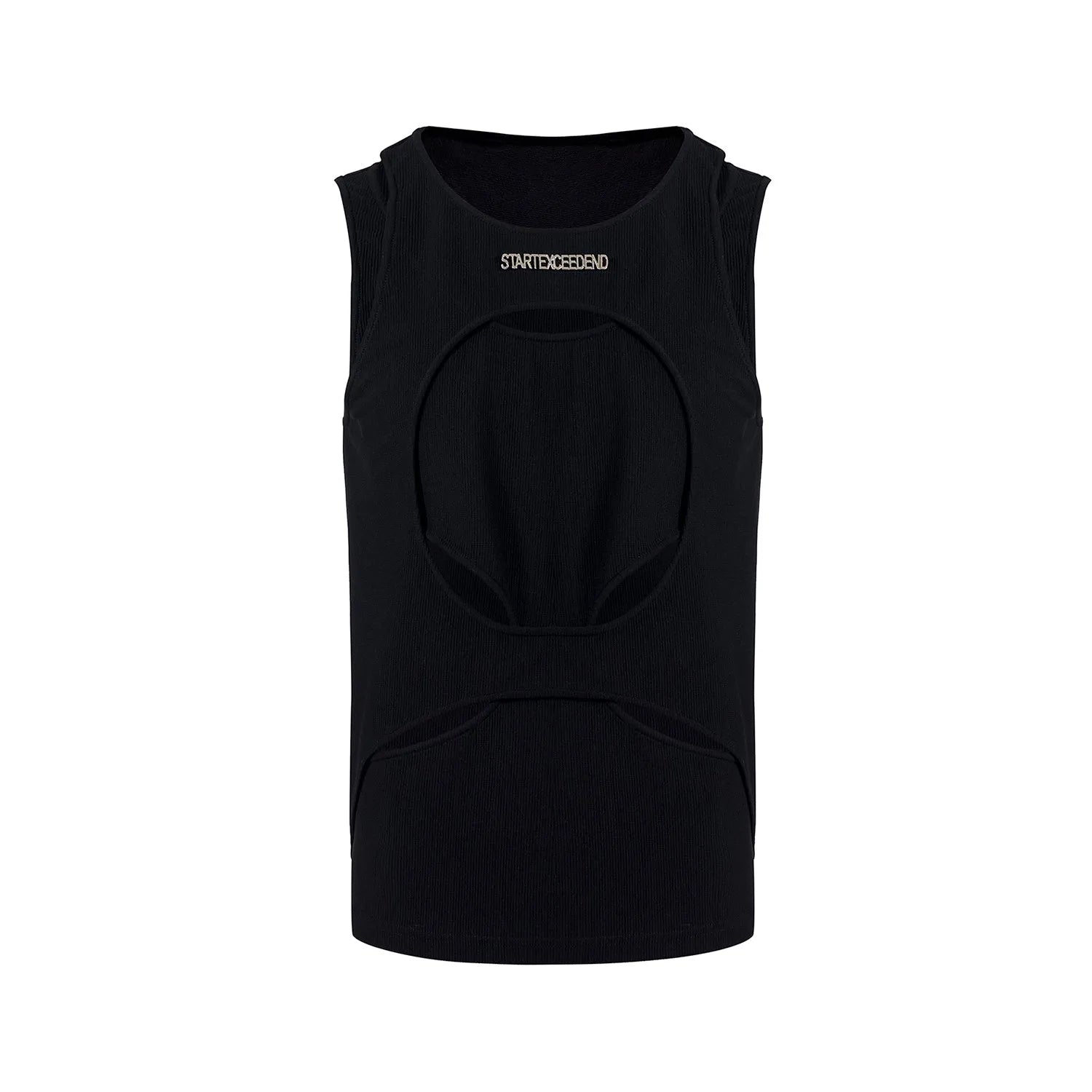 Men's loose fit sleeveless waistcoat in hollow white thread construction