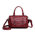 Vintage PU messenger bag with horizontal square shape and contrast stitching in multiple colour options