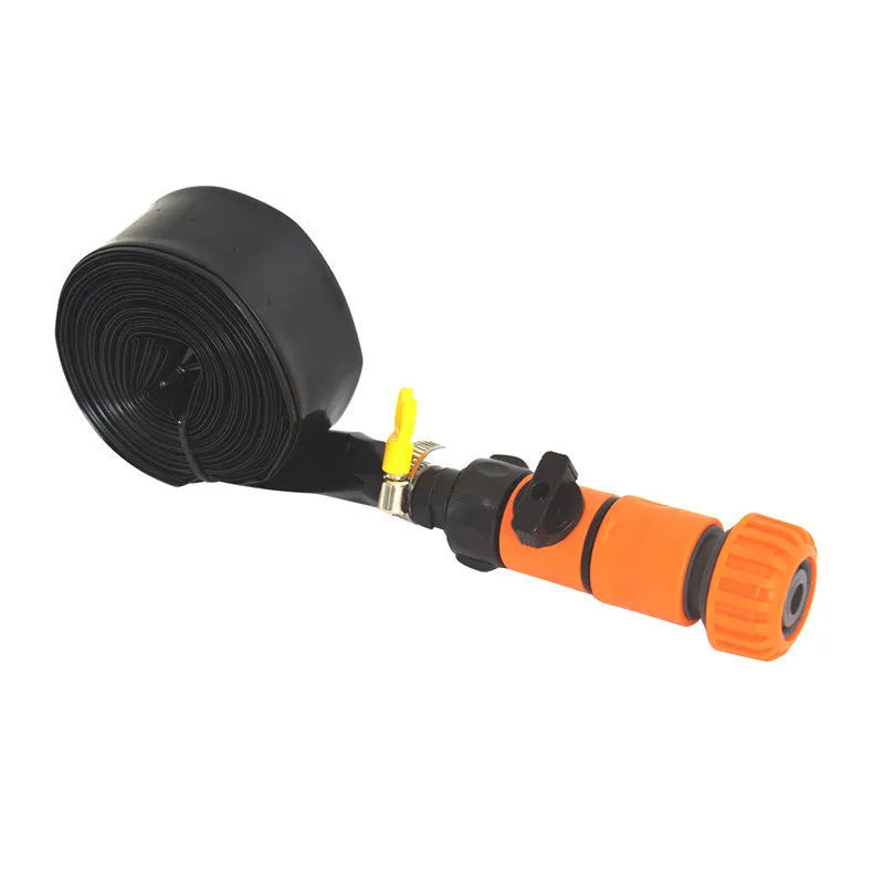 Blue portable garden sprinkler with PVC switch and solar water cooling feature
