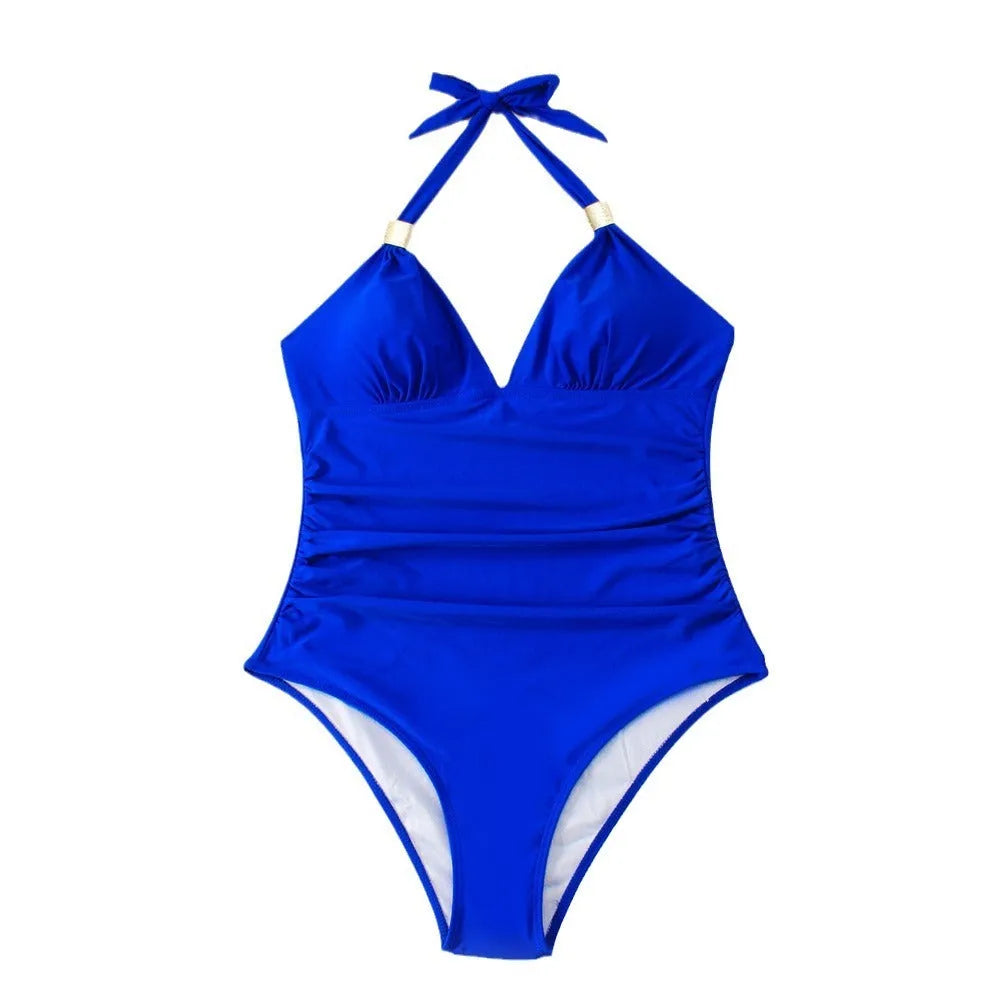 Women's quick-drying swimsuit in leopard print, showing conservative thin design with high elasticity spandex lining.