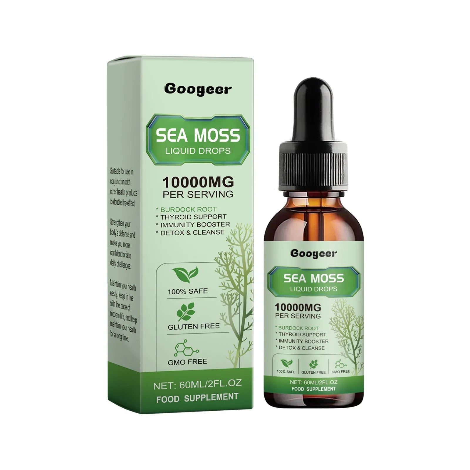 Sea moss liquid drops body treatment 60ml bottle with traditional Chinese medicine extract