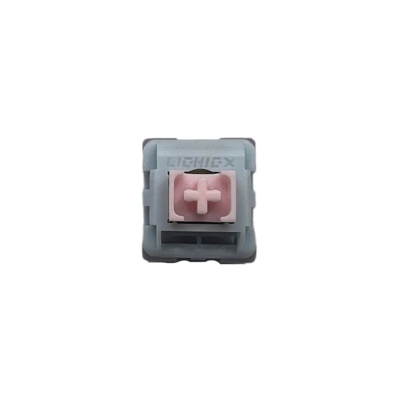 Four Dew Axis-4 colour linear mute mechanical keyboard switch bottoms with exposed springs.