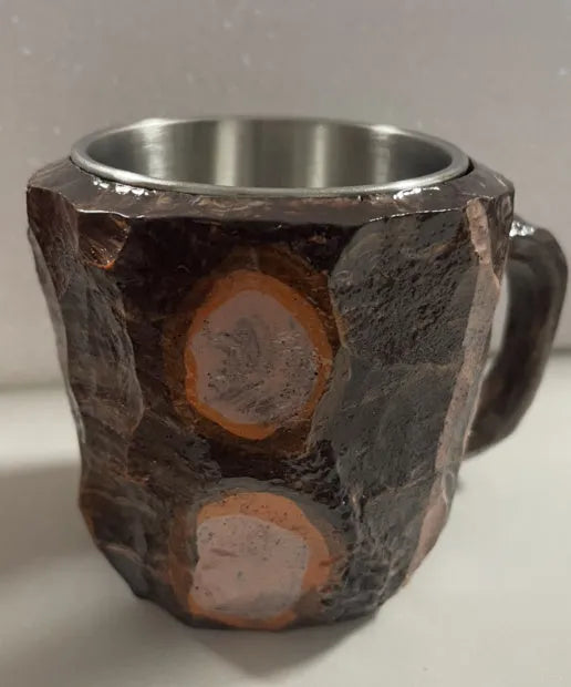 400ml resin coffee mug with mineral crystal design and handle in multiple colour options
