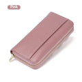 Genuine leather women's wallet in six solid colours with anti-theft card protection feature
