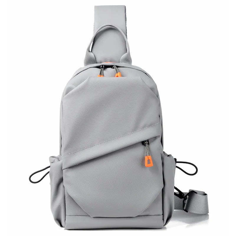 Men's black polyester crossbody bag with simple design and waterproof features