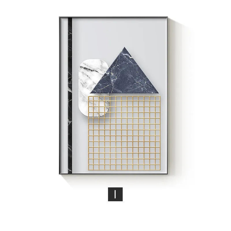Abstract geometric pattern printed on canvas wall poster in multiple size options